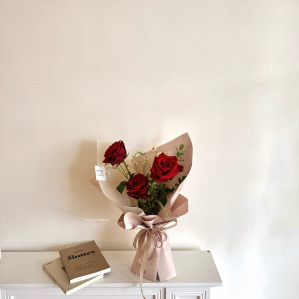 214情人節-3朵進口玫瑰綜合花束 m / L 4色可選