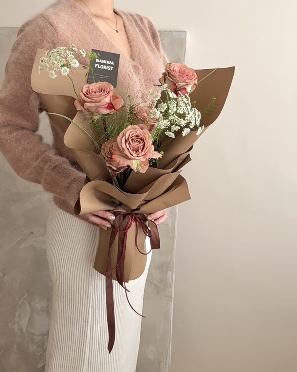 214情人節-5朵卡布玫瑰綜合花束ｍ